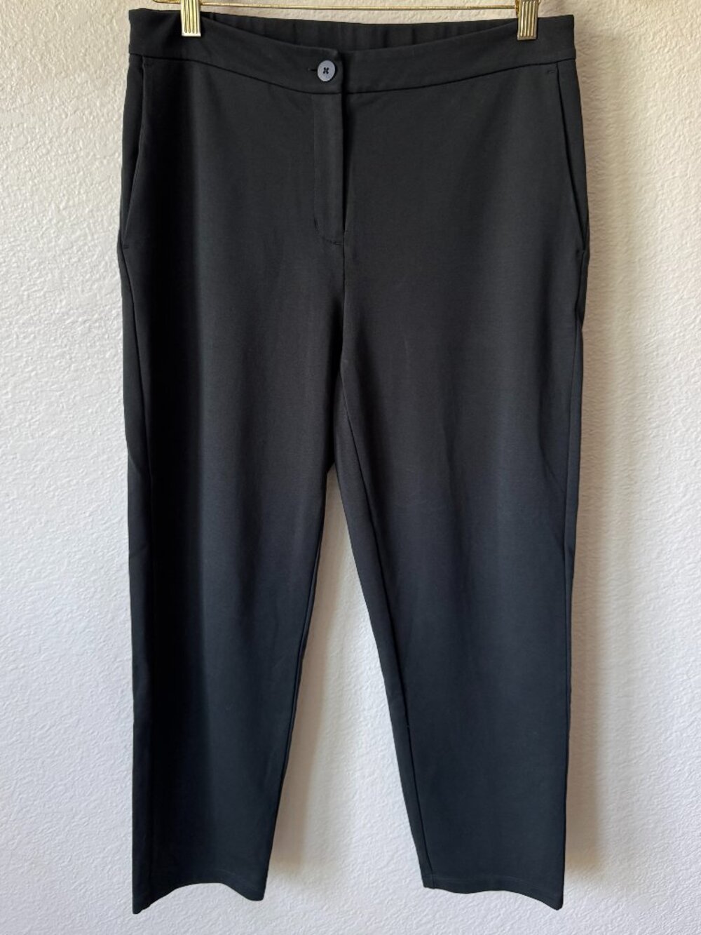Eileen Fisher Flex Ponte Pant PM Woodland Side Pockets Stretch Comfort Minimal